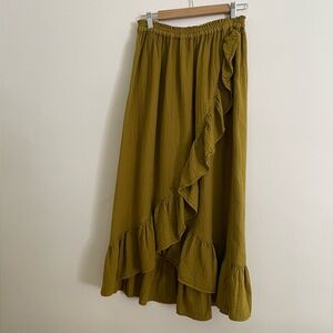 Bonton Gauze Mock-Wrap Skirt